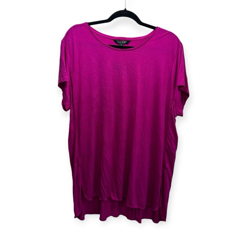 Ralph Lauren New Black Label Stretchy Minimalist Tunic Top Womens 2X Fuscia Pink